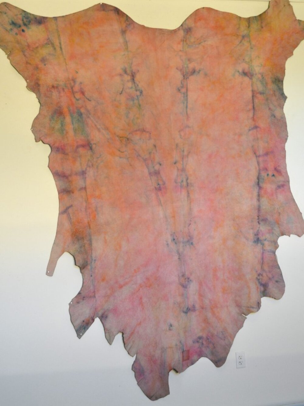 NEW Cow Hide leather suede Rug XL Large Blue Pink peach White purple tie dyed
